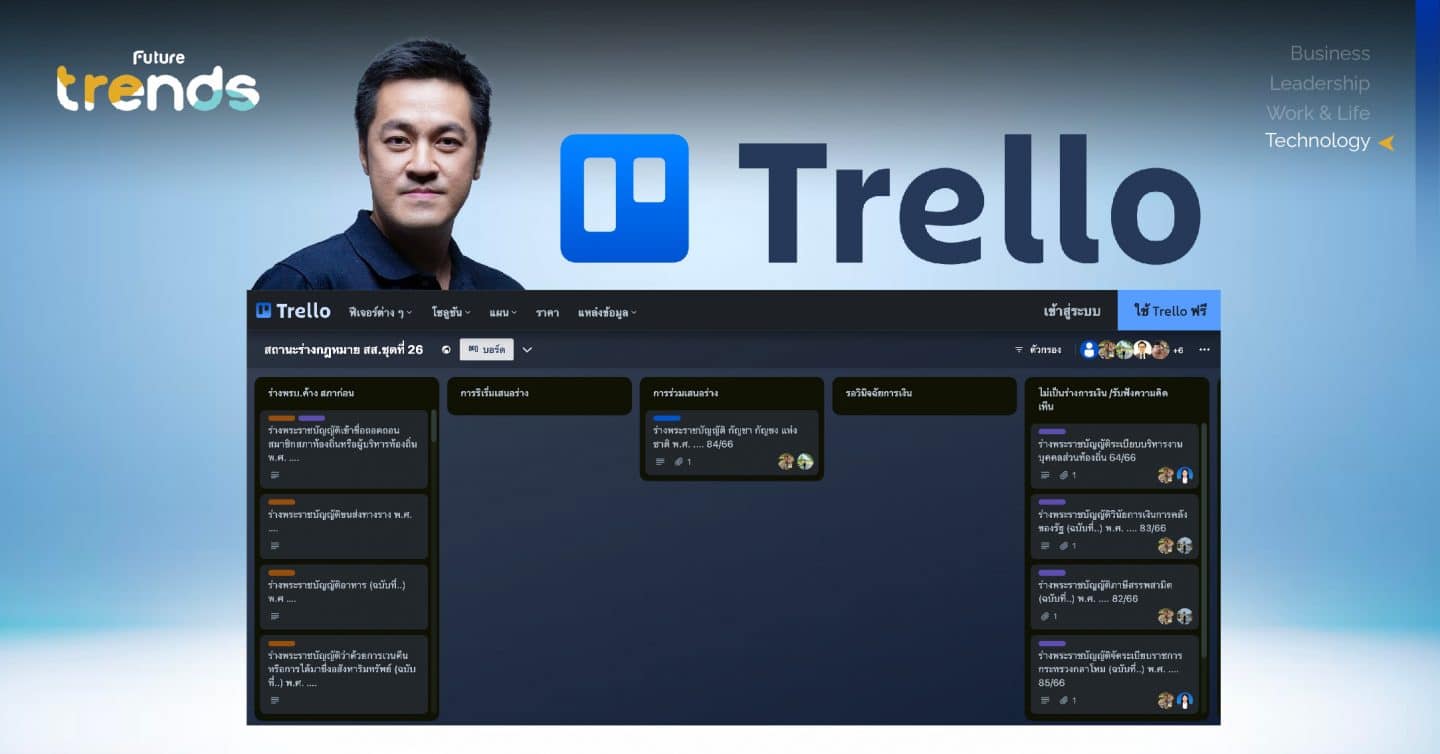 ทำความรู้จัก Trello เครื่องมือที่หมออ๋อง-ปดิพัทธ์ สันติภาดา รองประธานสภา พรรคก้าวไกล เลือกใช้ในการติดตามสถานะของร่างกฎหมายไทย